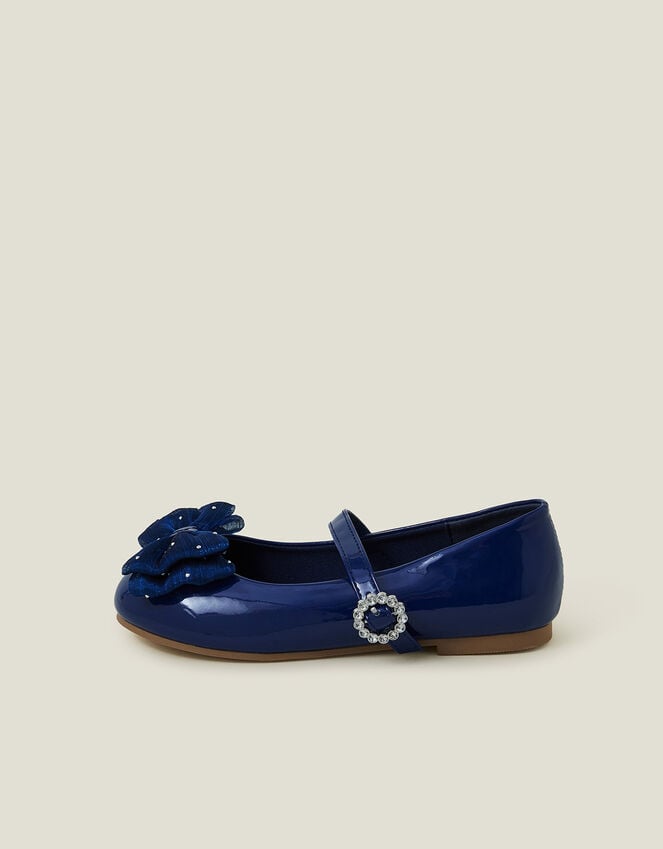 Accessorize Girls Patent Bow Ballet Flats Blue