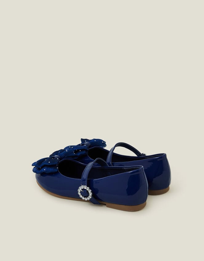 Accessorize Girls Patent Bow Ballet Flats Blue