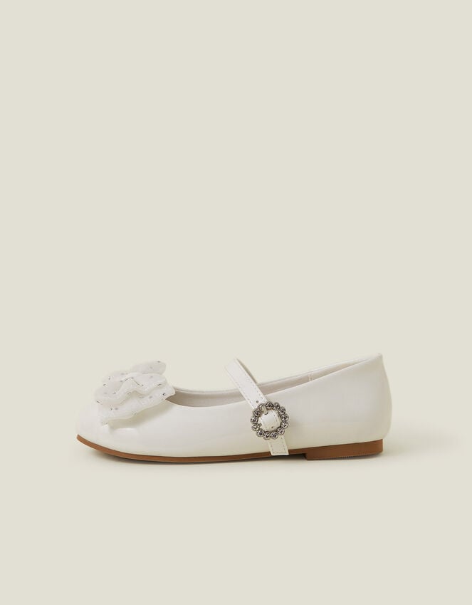 Accessorize Girls Patent Bow Ballet Flats Ivory