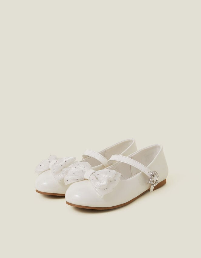 accessorize Girls Patent Bow Ballet Flats Ivory