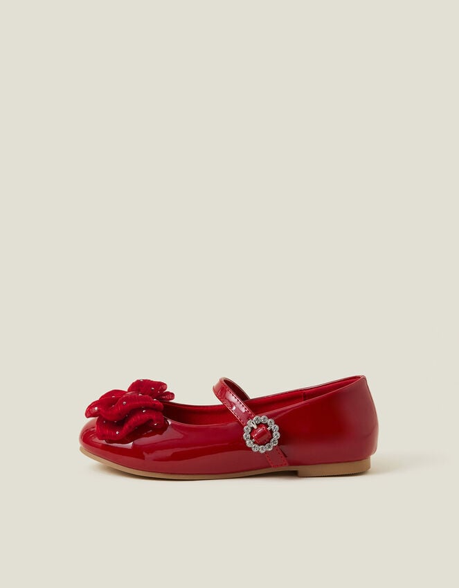 Accessorize Girls Patent Bow Ballet Flats Red