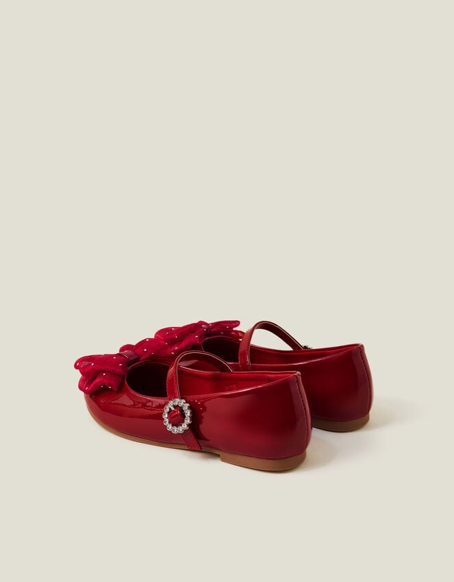 Accessorize Girls Patent Bow Ballet Flats Red
