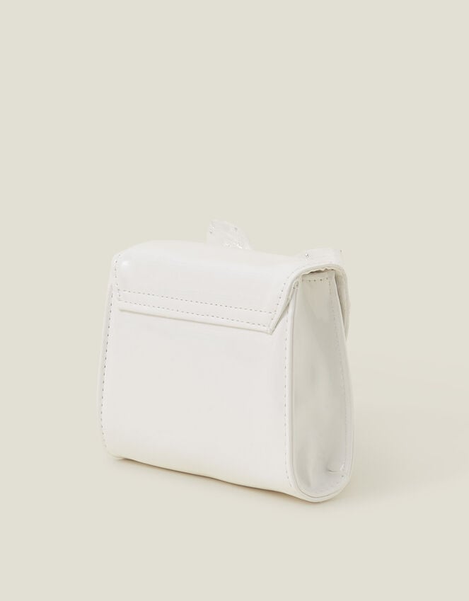 Accessorize Girls Patent Diamante Bow Bag Ivory