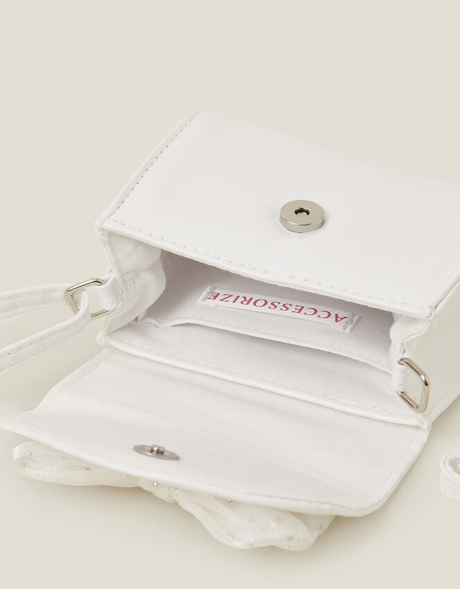 Accessorize Girls Patent Diamante Bow Bag Ivory