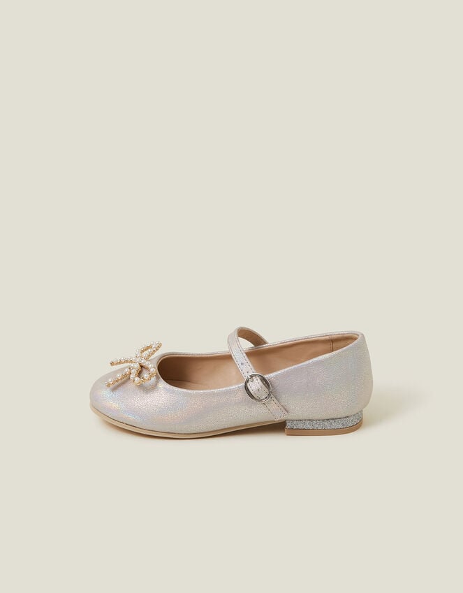 Accessorize Girls Pearl Bow Ballerina Flats Pink