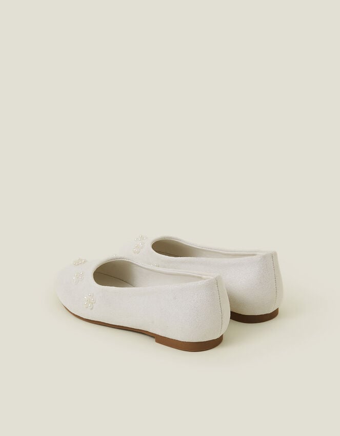 Accessorize Girls Pearl Flower Ballet Flats Ivory