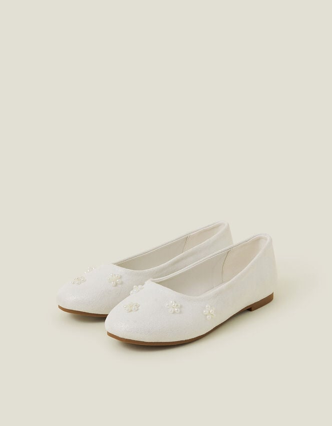 accessorize Girls Pearl Flower Ballet Flats Ivory