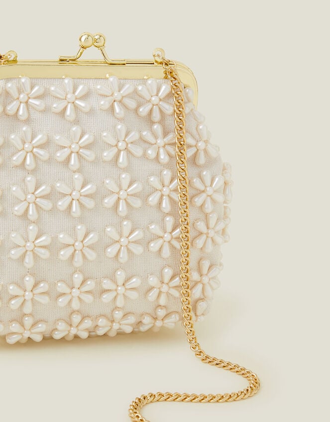 Accessorize Girls Pearl Flower Clip Frame Mini Bag