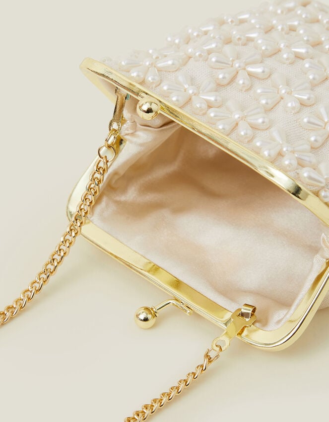 Accessorize Girls Pearl Flower Clip Frame Mini Bag