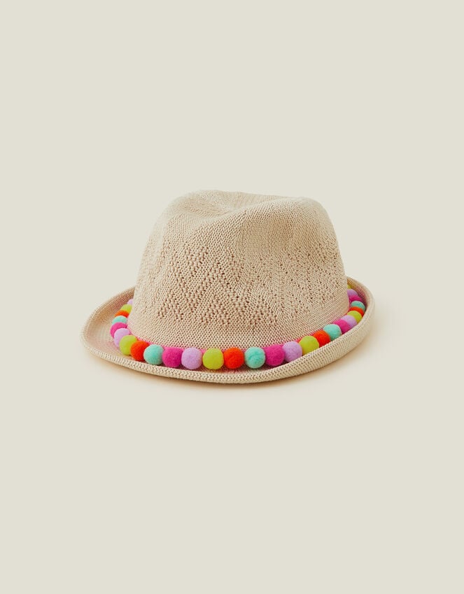 accessorize Girls Pom-Pom Packable Trilby Multi