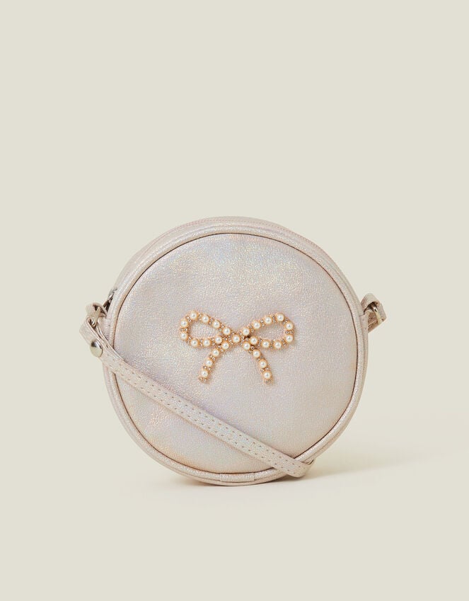 accessorize Girls Round Pearl Bow Bag