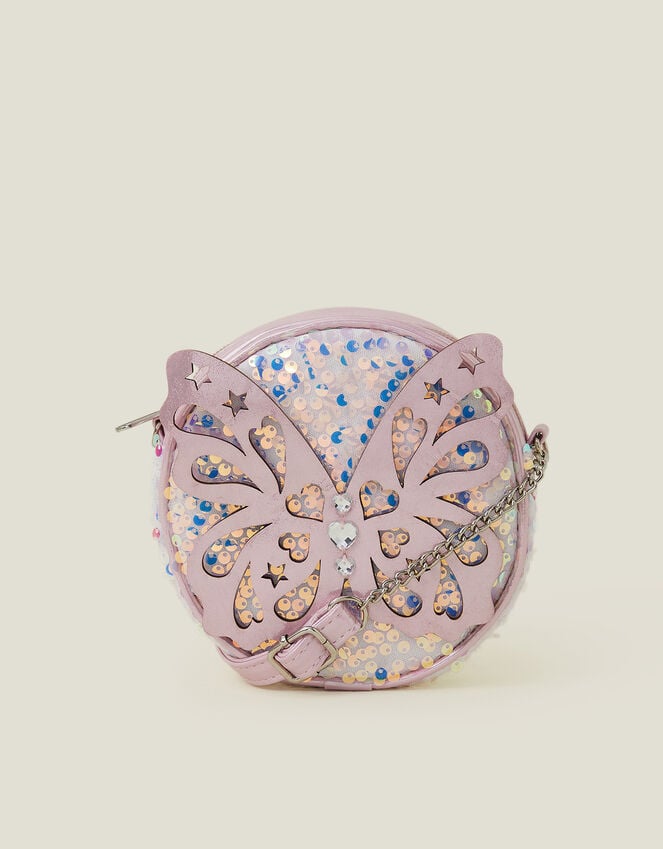 accessorize Girls Round Sequin Butterfly Bag