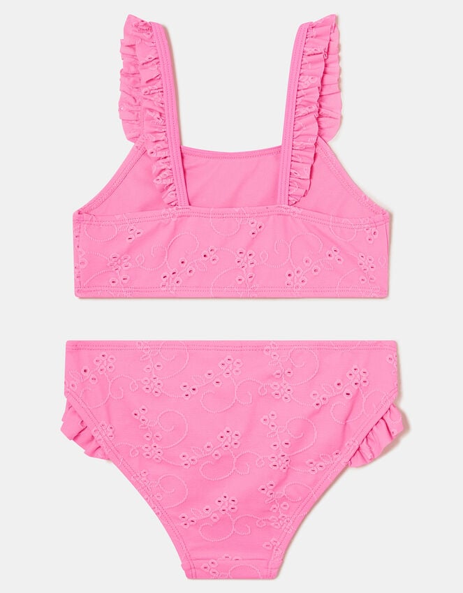 Accessorize Girls Ruffle Broderie Bikini Set Pink