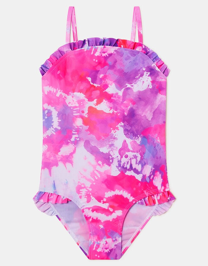 Accessorize Girls Ruffle Tie Dye Swimsuit Multi