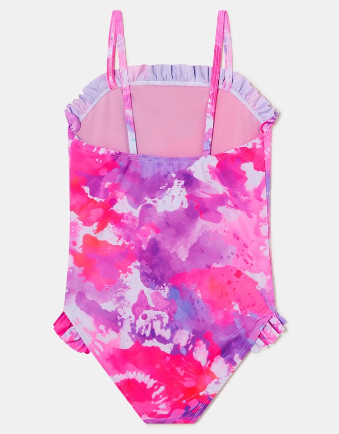 Accessorize Girls Ruffle Tie Dye Swimsuit Multi