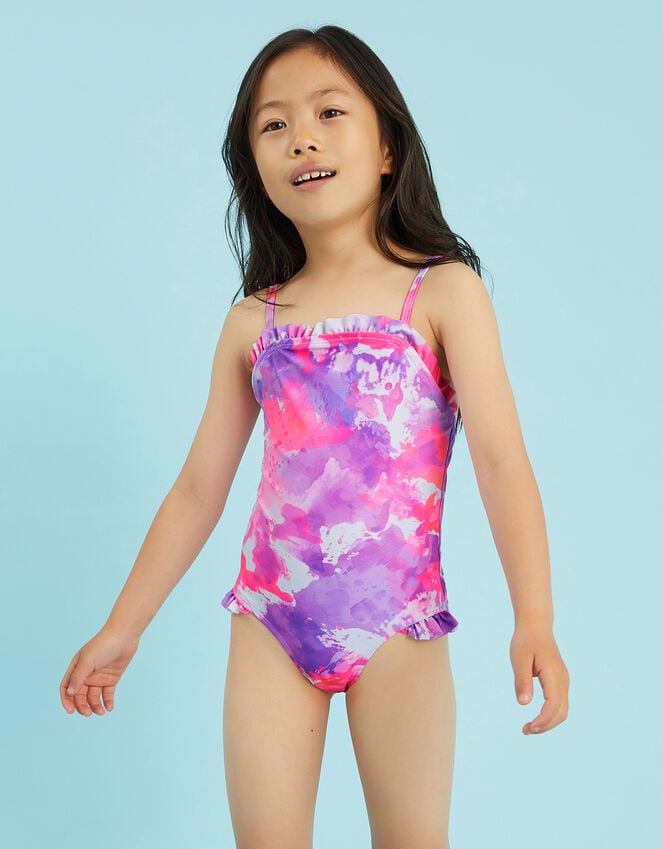 accessorize Girls Ruffle Tie Dye Swimsuit Multi