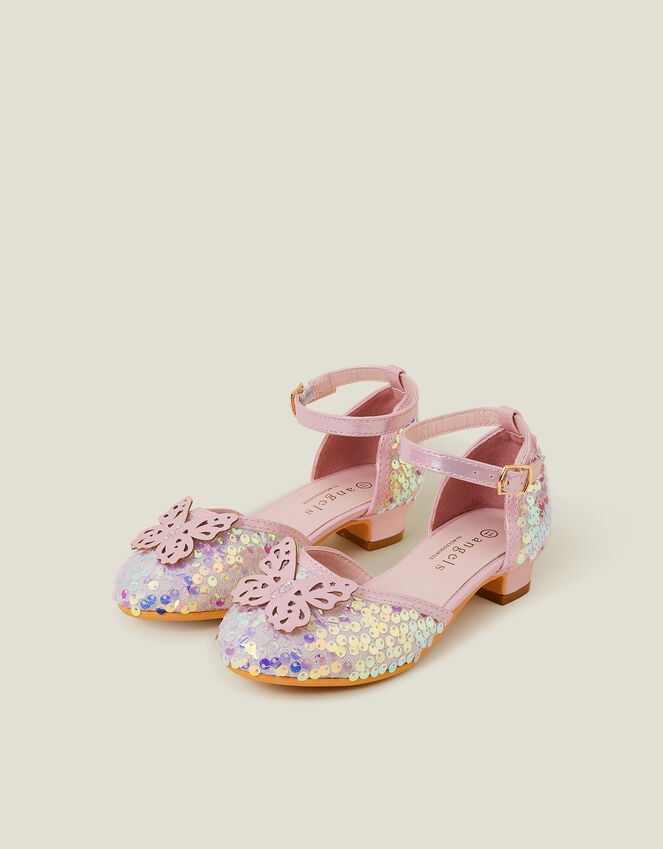 accessorize Girls Sequin Butterfly Mini Heels Pink