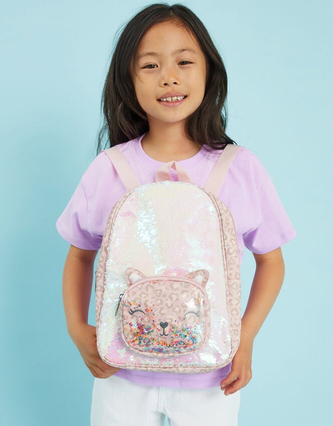 accessorize Girls Sequin Cat Backpack