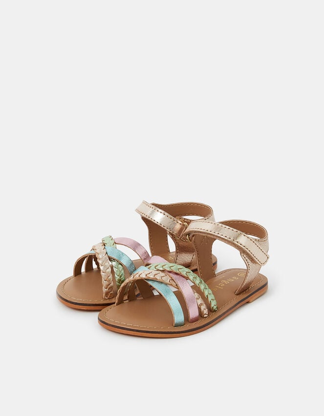 Accessorize Girls Strappy Leather Sandals Multi