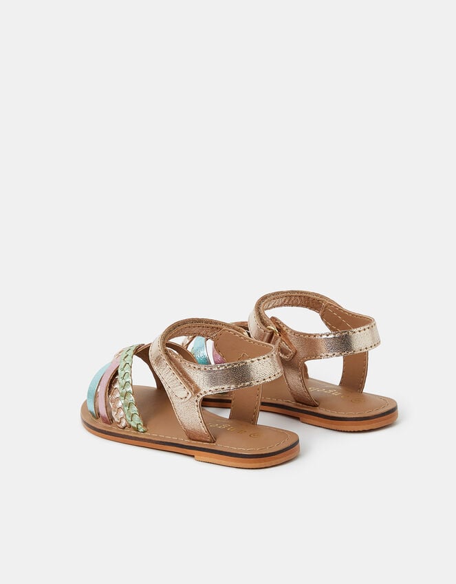 Accessorize Girls Strappy Leather Sandals Multi