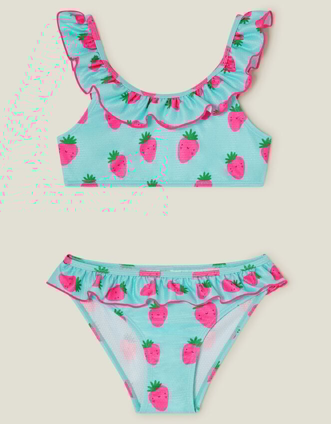 Accessorize Girls Strawberry Bikini Set Blue