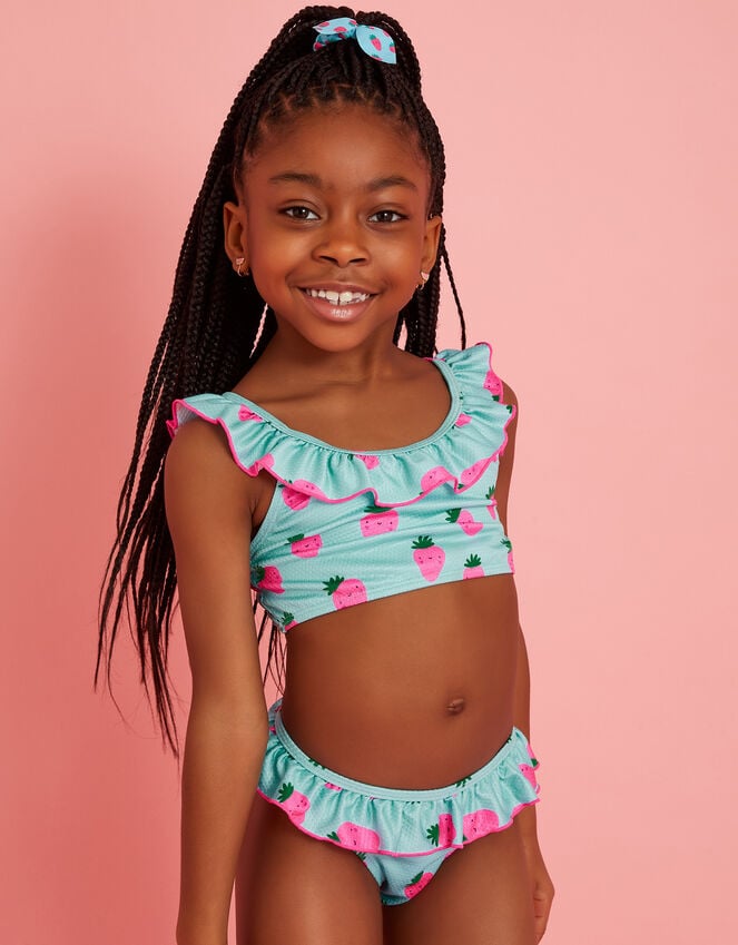 accessorize Girls Strawberry Bikini Set Blue