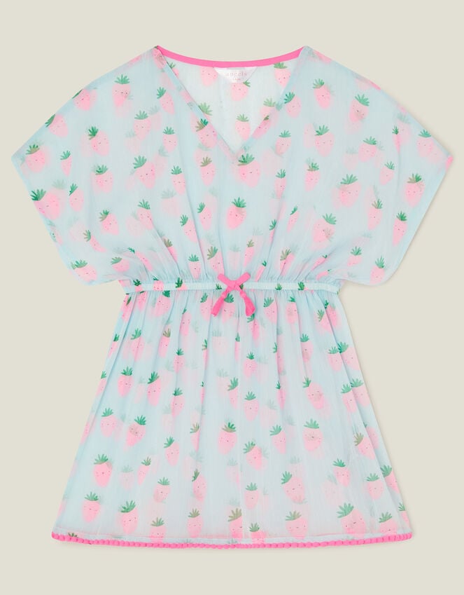 Accessorize Girls Strawberry Print Kaftan Blue