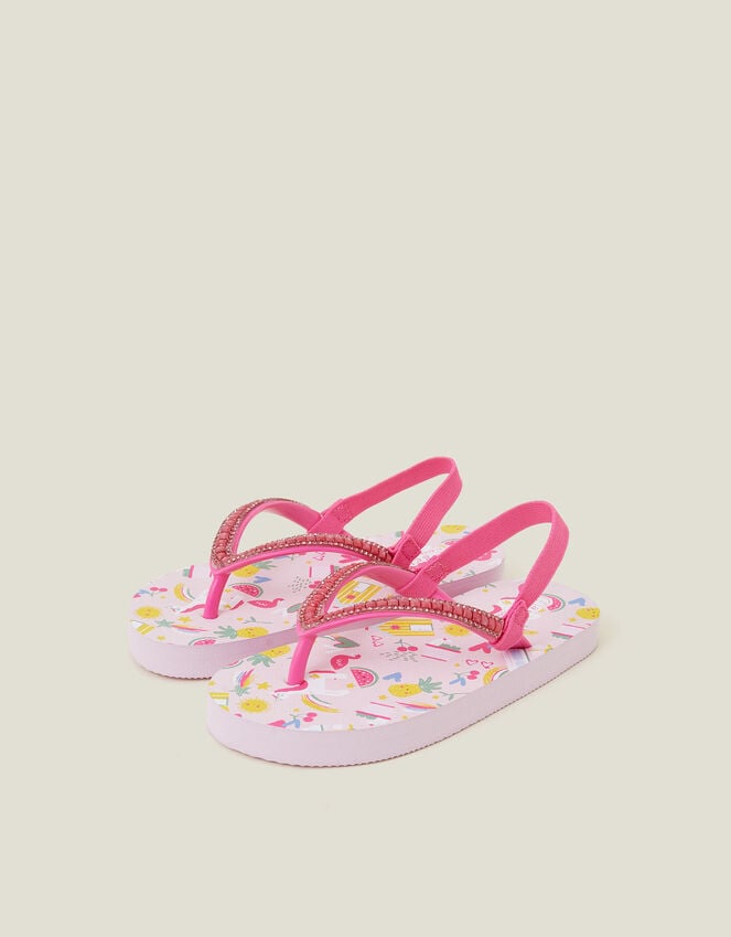Accessorize Girls Sunbeam Print Flip Flops Pink