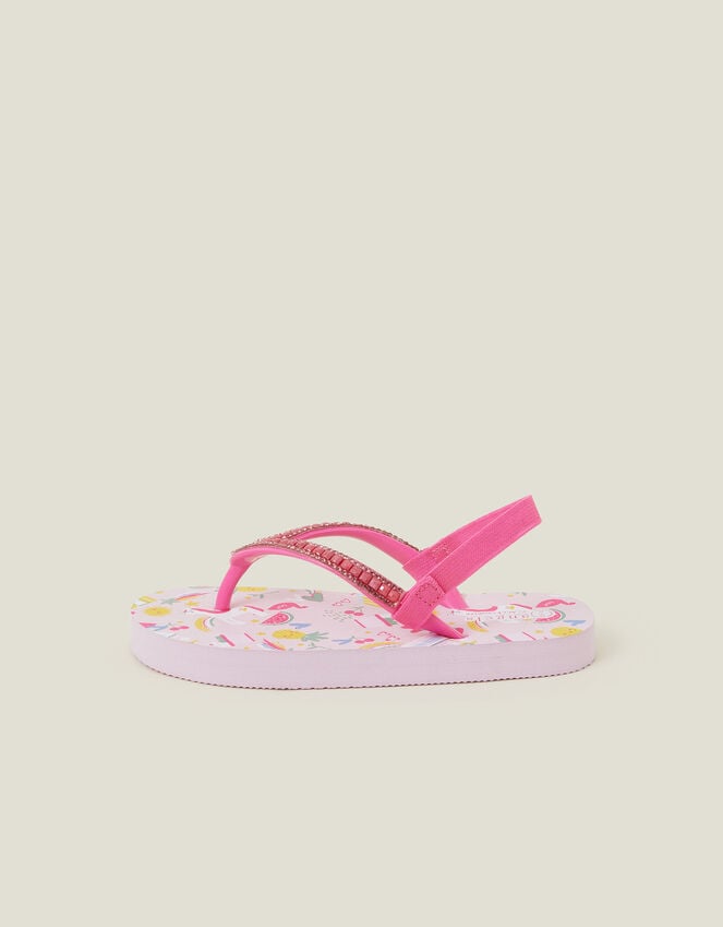 Accessorize Girls Sunbeam Print Flip Flops Pink