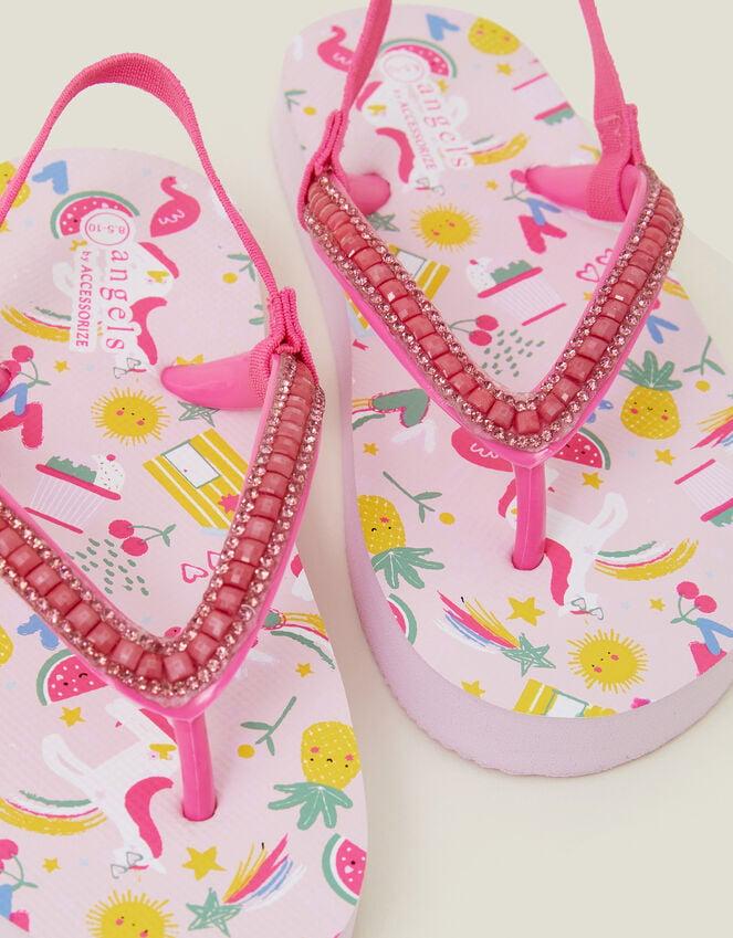 Accessorize Girls Sunbeam Print Flip Flops Pink