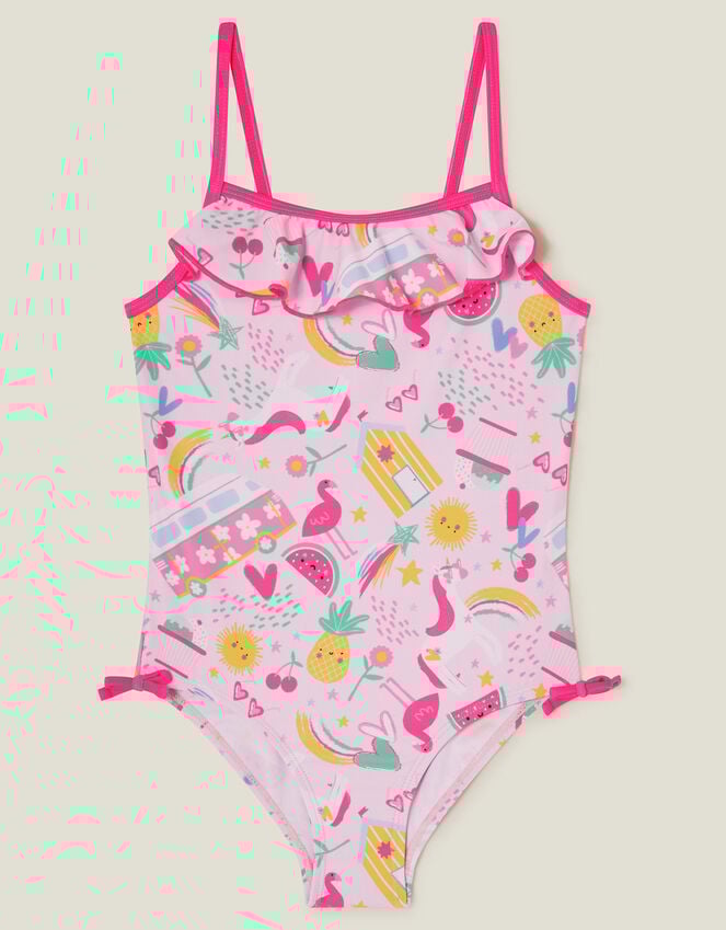 Accessorize Girls Sunbeam Print Swimsuit Pink