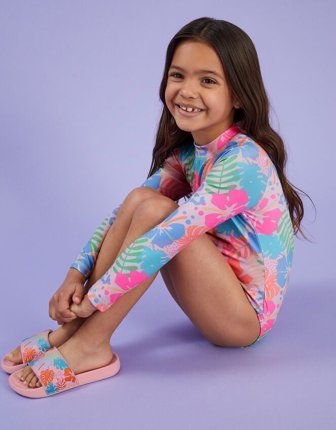 accessorize Girls Tropical Print Sliders Multi