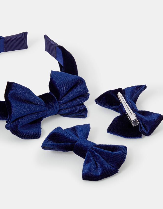 Accessorize Girls Velvet Bow School Hair Set