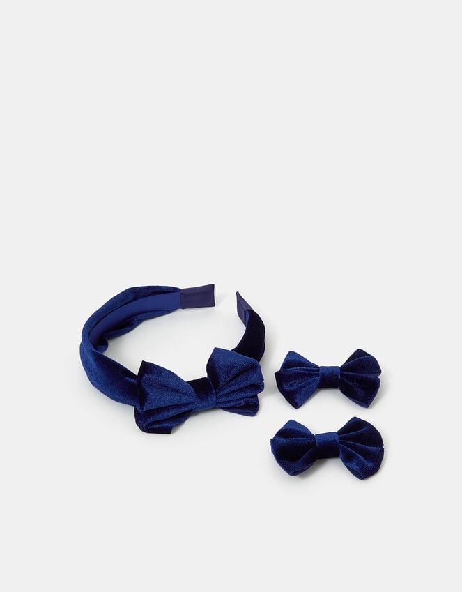 accessorize Girls Velvet Bow School Hair Set