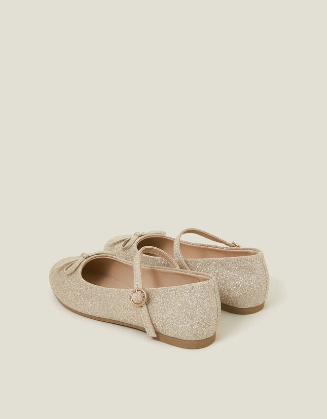 Accessorize Glitter Bow Ballerina Flats Gold