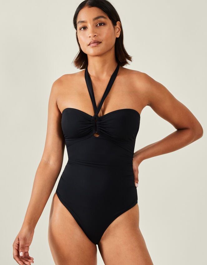 accessorize Halter Bandeau Shaping Swimsuit Black