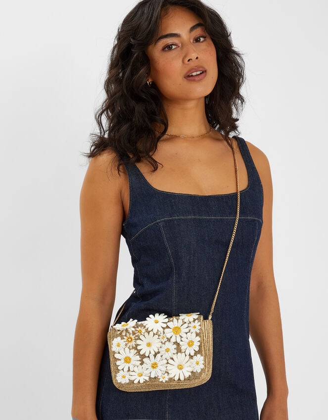 accessorize Hand-Beaded 3D Floral Clutch Bag