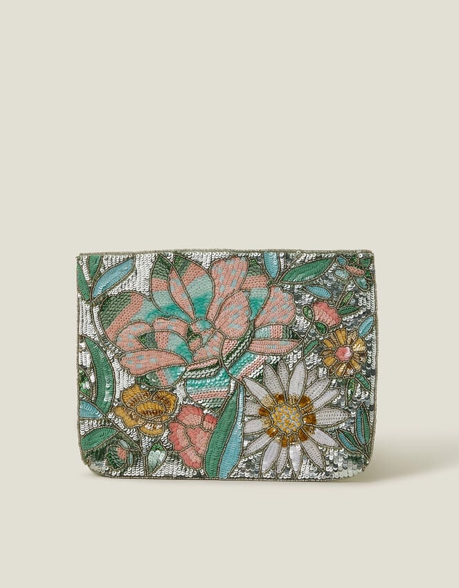 Accessorize Hand Beaded Daisy Wristlet Clutch Bag