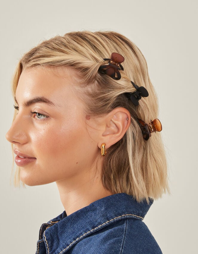 Accessorize Heart Claw Clips Set Of Three Brown