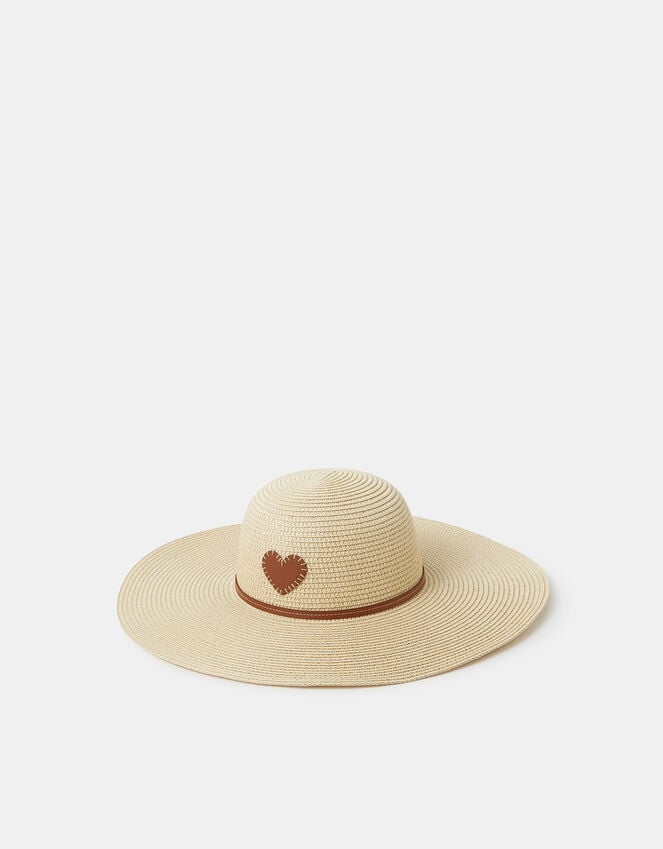 accessorize Heart Floppy Straw Hat