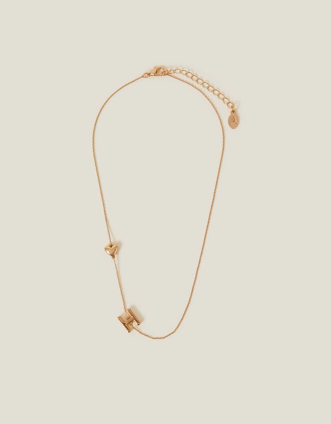 Accessorize Heart Initial Necklace Gold