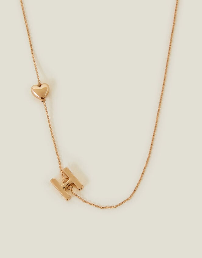 Accessorize Heart Initial Necklace Gold