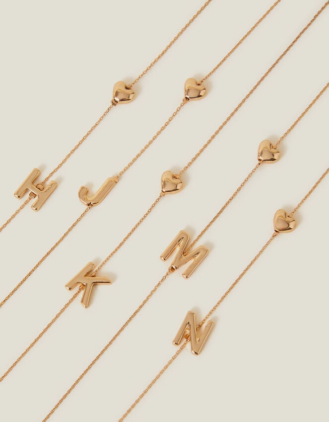 Accessorize Heart Initial Necklace Gold