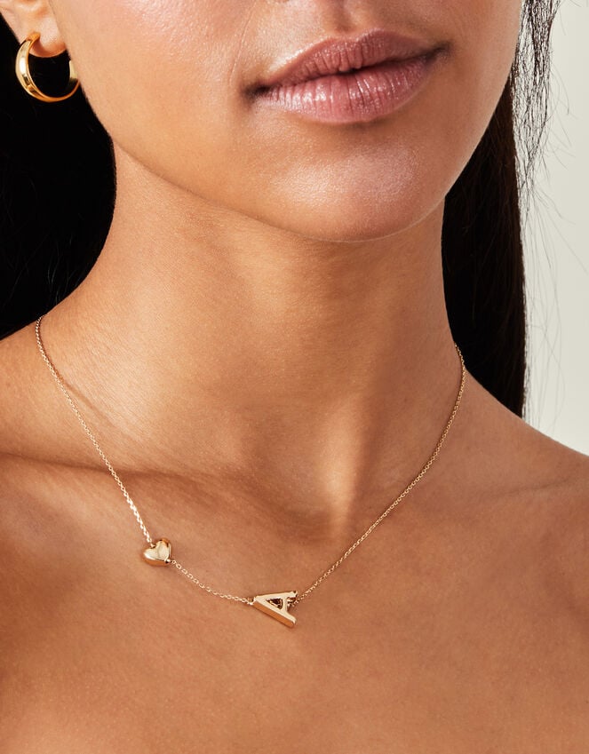 accessorize Heart Initial Necklace Gold