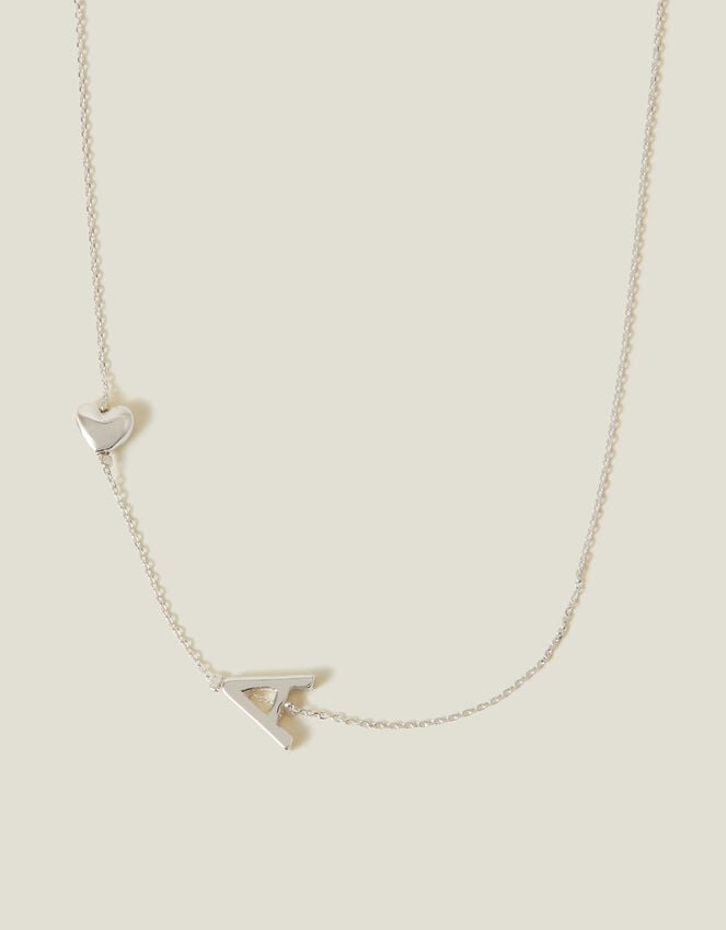 Accessorize Heart Initial Necklace Silver