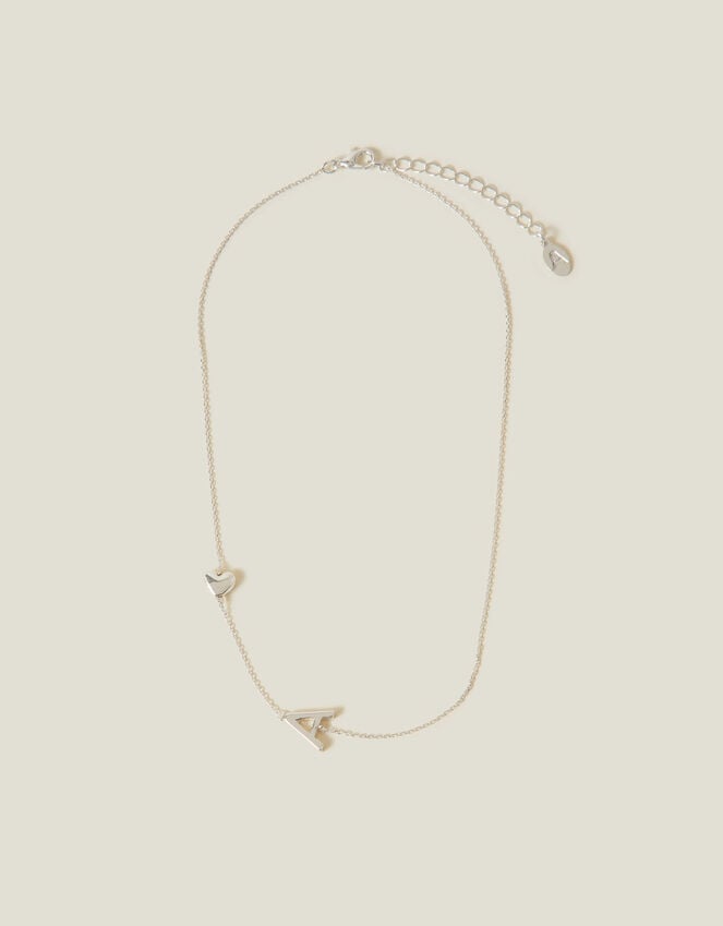 Accessorize Heart Initial Necklace Silver