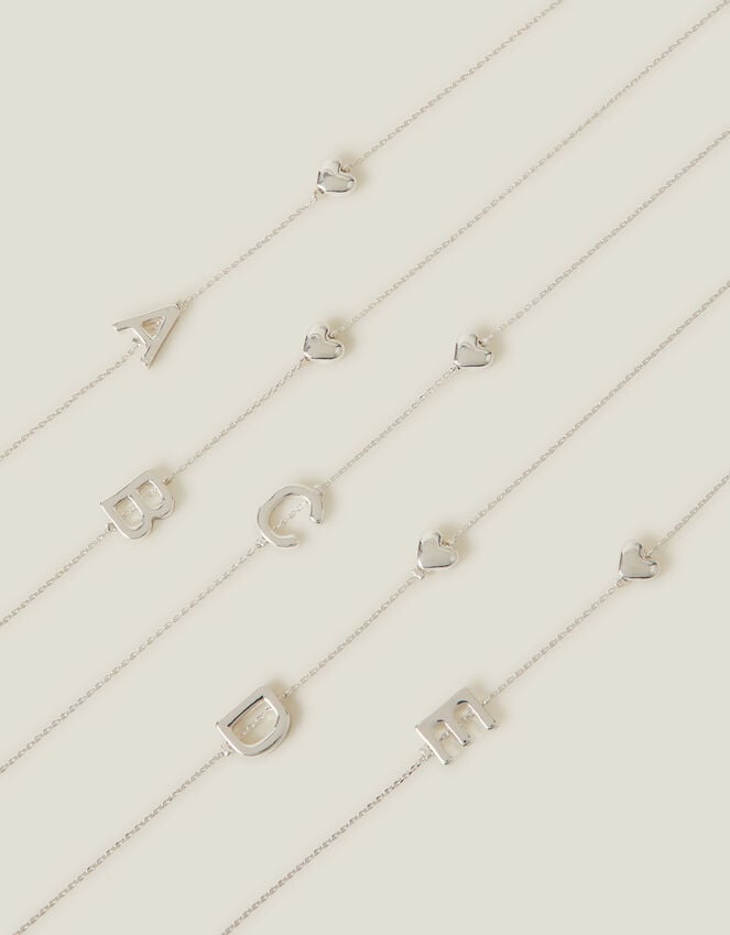 Accessorize Heart Initial Necklace Silver