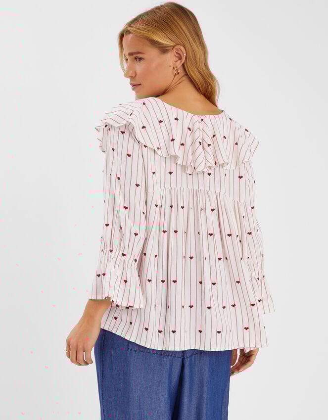 Accessorize Heart Print Collared Blouse Red