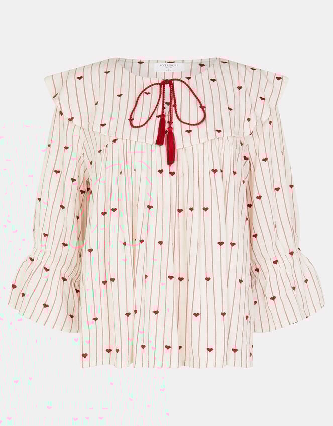 Accessorize Heart Print Collared Blouse Red