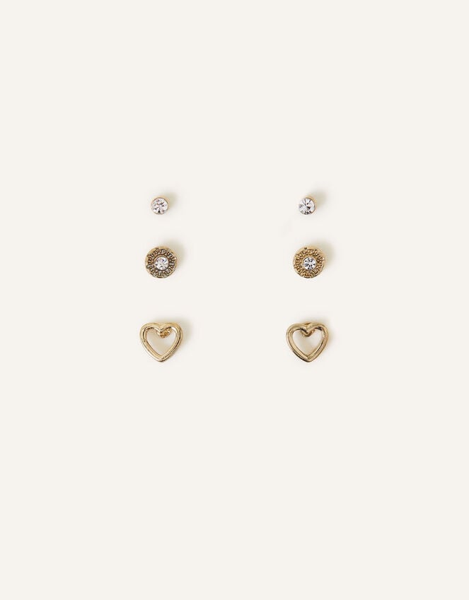 Accessorize Heart Sparkle Earrings Set Of Three